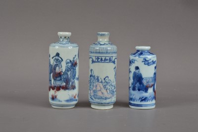 Lot 522 - A collection of three Chinese hand painted porcelain scent bottles