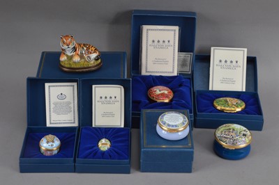 Lot 526 - A collection of enamel Halcyon day boxes