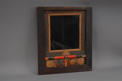 Lot 540 - A wooden framed Indian 20th century mirror