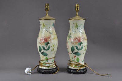 Lot 549 - A pair of modern glass bodied lamps