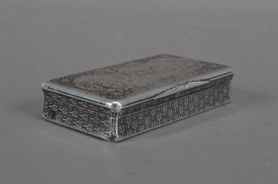 Lot 562 - A French late 19th/ early 20th century niello work snuff box
