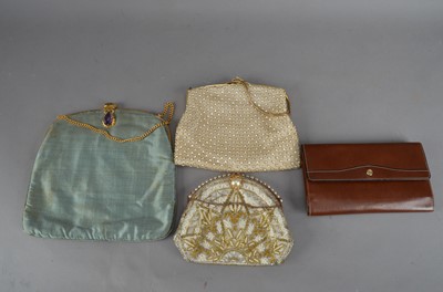 Lot 605 - Three vintage ladies cloth and beaded evening bags