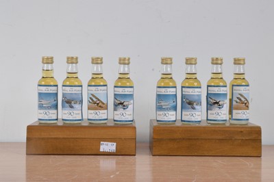 Lot 649 - Two sets of Four 90 year old commemorative Royal Air Force Whisky miniatures