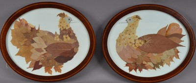 Lot 713 - A pair of folk art leaf pictures