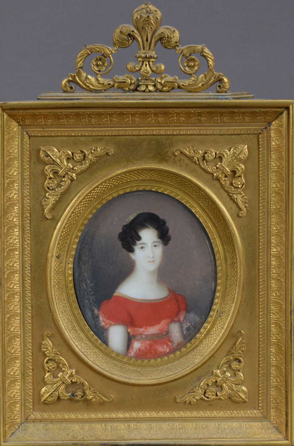 Lot 789 - A 19th century Portrait miniature on ivory of a young lady
