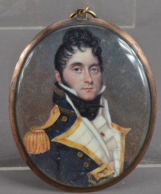 Lot 800 - A 19th century Portrait miniature locket on ivory of a Georgian British Naval Officer