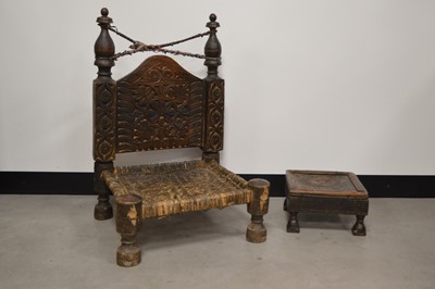 Lot 822 - A handmade traditional Afghan seat and footstool