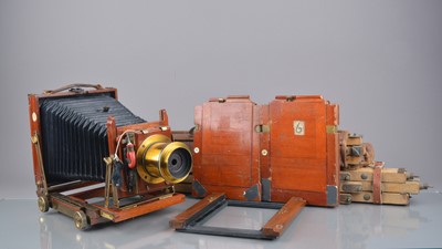 Lot 90 - A Thornton-Pickard Mahogany and Brass 5 x 4 Triple Imperial Extension Field Camera