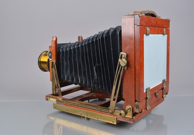 Lot 90 - A Thornton-Pickard Mahogany and Brass 5 x 4 Triple Imperial Extension Field Camera