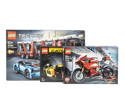 Lot 581 - Lego Technic/Ideas Car Transporter with Car Caterham Model and Ducati Panigale V4 R (3)