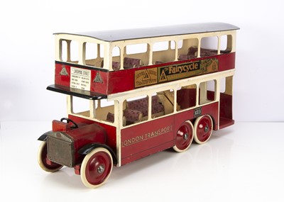 Lot 624 - A large Tri-ang Toys  (Tri-ang tois) wooden General London Transport 6-wheel Double-Deck Bus