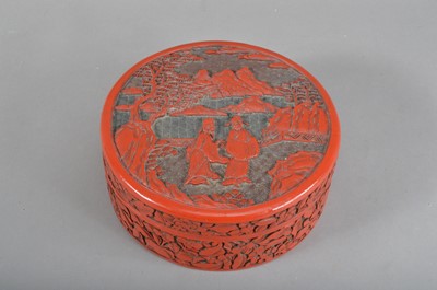 Lot 144 - A Chinese cinnabar lacquer, circular box and cover