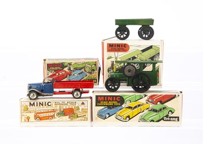 Lot 664 - Four boxed Tri-ang Minic tinplate clockwork Vehicles