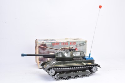 Lot 675 - Masudaya Modern Toys Tinplate Battery-Operated Army Tank M-99