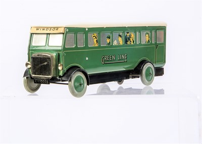 Lot 681 - A large scale light tinplate Chad Valley clockwork Single Deck green Greenline Bus