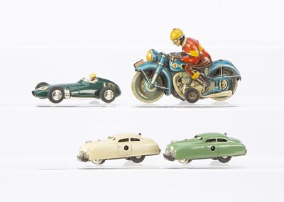 Lot 682 - Tipp co  and Schuco clockwork and Friction drive Motorcycle and Cars and Scalextric BRM