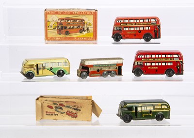 Lot 687 - Wells Brimtoy Pocketoy Single and Double Deck Buses