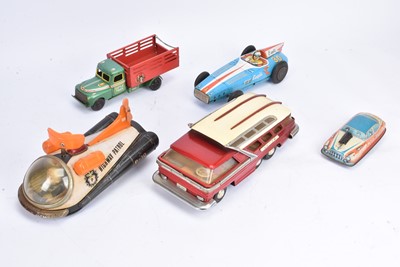 Lot 694 - Various Japanese German and Chinese tinplate battery and friction drive  tinplate vehicles