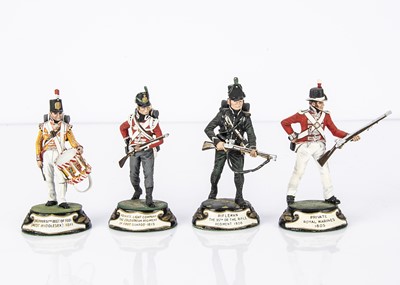 Lot 724 - Stadden factory-painted 75mm scale pewter figures comprising Napoleonic era British Army 57th Foot Regiment (West Middlesex) Boy Drummer