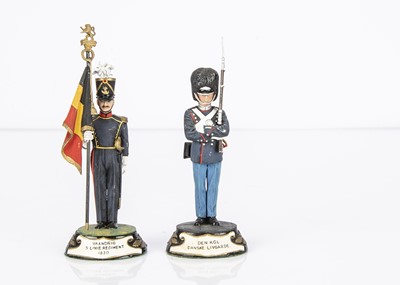 Lot 727 - Stadden factory-painted 75mm scale pewter figures of 19th Century European troops comprising Den KGL Danske Livgarde