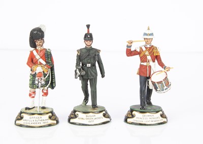 Lot 728 - Stadden factory-painted 75mm scale pewter figures comprising Victorian era British Army Officer Argyll & Sutherland Highlanders 1890