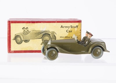 Lot 745 - Boxed Britains post WW2 version set 1448 Army Staff Car with metal wheels