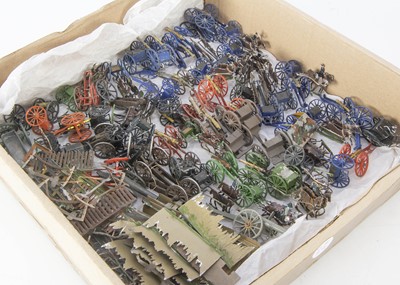 Lot 751 - German-made 25-30mm scale tin flats consisting of artillery trains by Heinrichsen and Algeyer etc