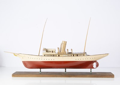 Lot 782 - An early 20th Century working model of a Single-Funnel Steam Yacht