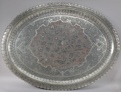 Lot 156 - A large and impressive late 19th/early 20th century Iranian (Shiraz) copper and tin platter