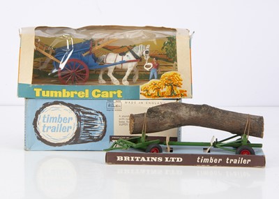 Lot 715 - Britains Tumbrel Cart and Timber Trailer