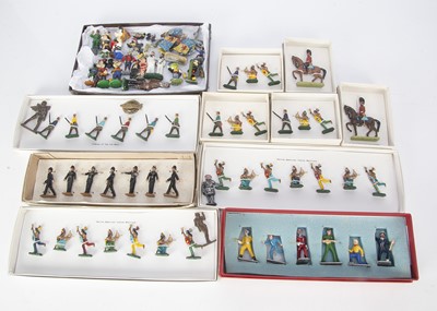 Lot 737 - Modern white metal copies of mid-20th Century lead figures comprising Good Soldiers 6 pce Dan Dare set