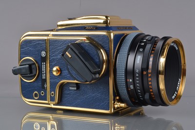 Lot 383 - A Hasselblad 503CX 50th Anniversary Golden Blue Camera