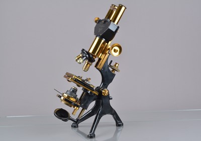 Lot 11 - A mid 20th Century lacquered and black-lacquered brass W Watson & Sons Compound 'High Power Binocular' Microscope