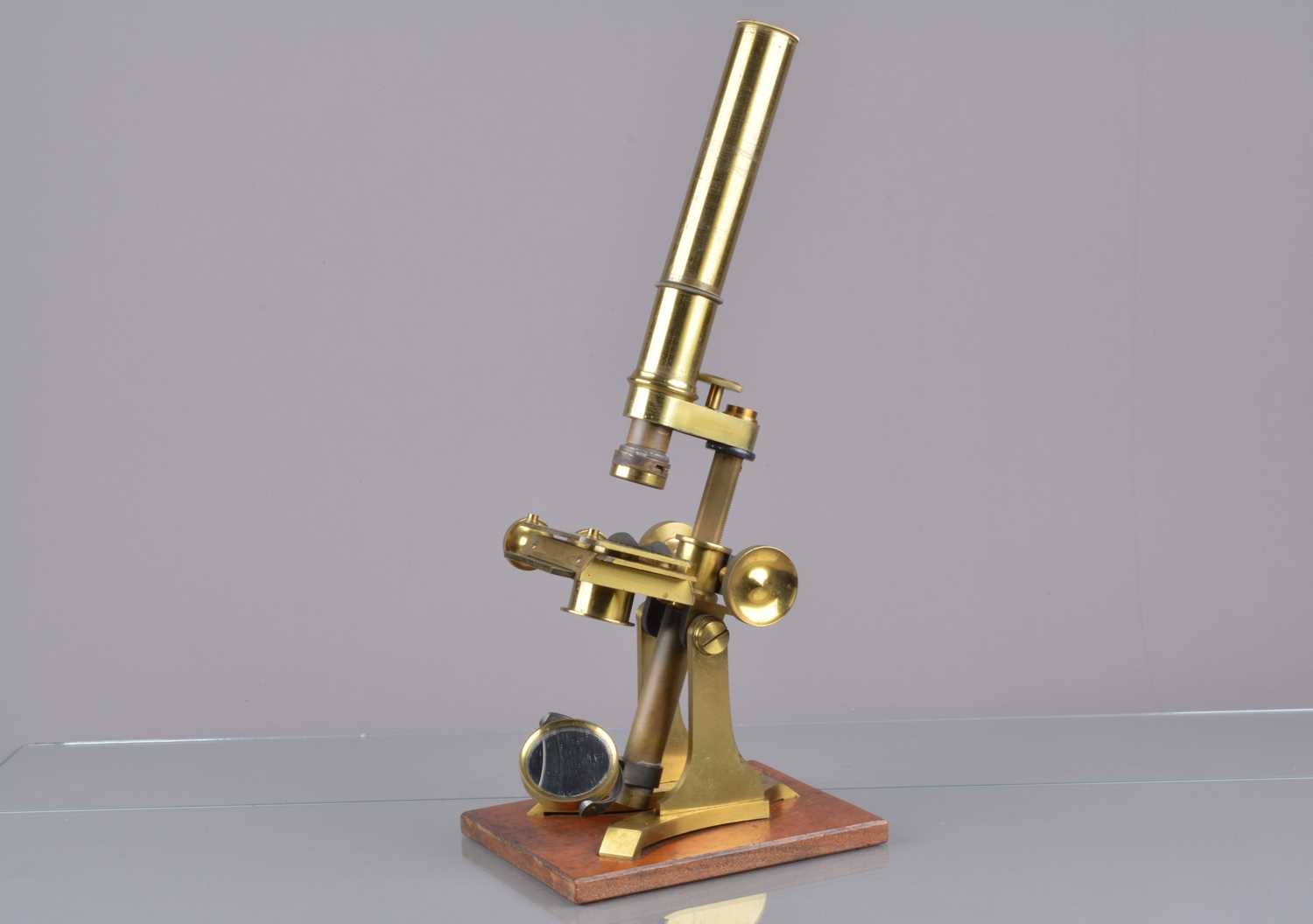Lot 12 - A 19th Century lacquered brass Compound Monocular Microscope