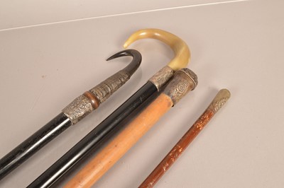 Lot 95 - A group of Military swagger sticks and walking canes