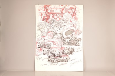 Lot 174 - A signed ink Motor Racing Montage