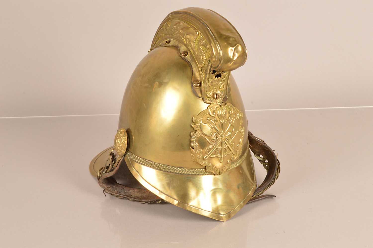 Lot 252 - A 19th Century Merryweather Brass Fireman's Helmet