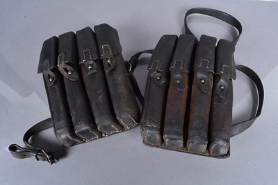 Lot 458 - Two Yugoslavian/Czech M56 SMG leather magazine carriers
