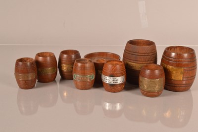 Lot 485 - An assortment of miniature teak barrels