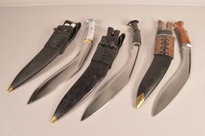 Lot 744 - Three 20th Century Kukri knives
