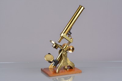 Lot 2 - A late 19th Century lacquered brass Compound Monocular Microscope