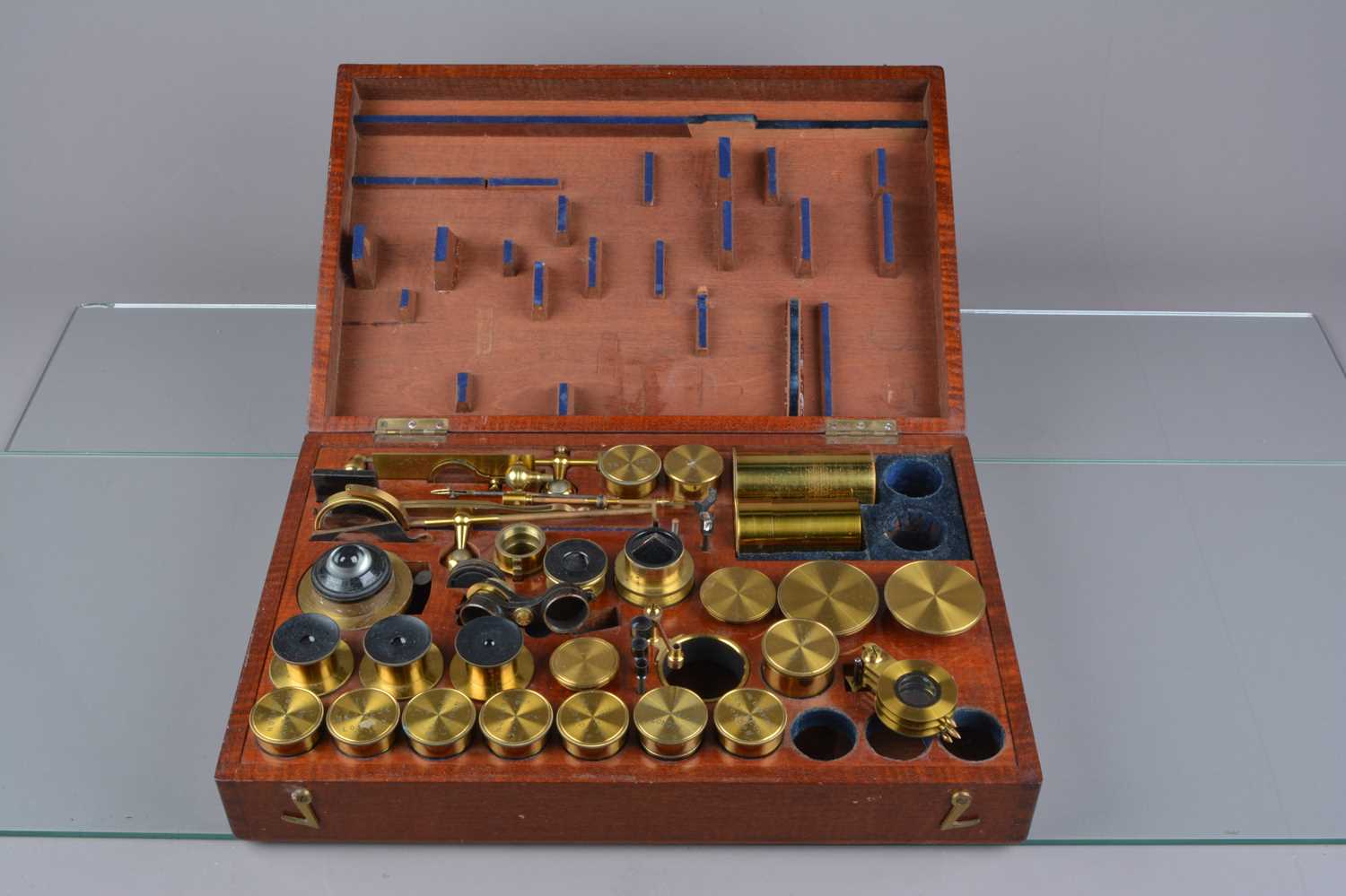 Lot 21 - A late-19th Century lacquered brass R & J Beck Microscope Accessory Case