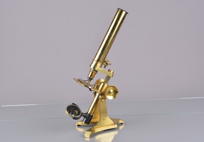 Lot 22 - A late 19th Century lacquered brass J H Steward Compound Monocular Microscope