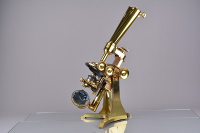 Lot 23 - A 19th Century lacquered brass Ross No. 4 Wenham Binocular Petrological Microscope Stand