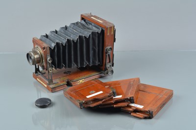 Lot 191 - A Lancaster special Instantograph Mahogany & Brass Quarter Plate Camera