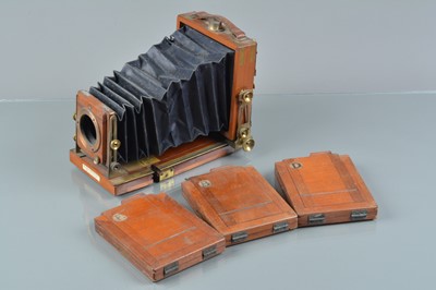 Lot 192 - A Lancaster special Instantograph Mahogany & Brass Quarter Plate Camera