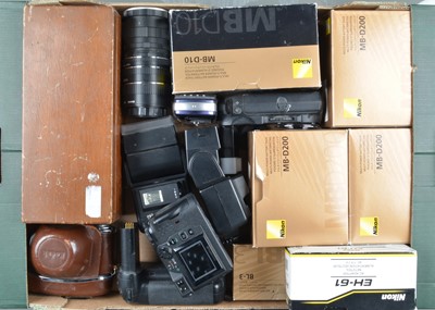 Lot 358 - A Group of Nikon Battery Grips and other Camera Related Items