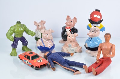 Lot 198 - Natwest Pottery Pig Money Banks and Plastic Toys (10)