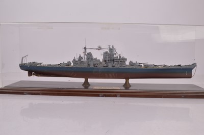 Lot 270 - Pair of Danbury  Mint USS Navy Vessels 1:500 scale in Perspex and wood display cases