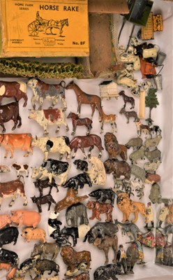 Lot 291 - Collection of mainly Britains and some other maker Farm and Wild Animals  Horse Rake and other items